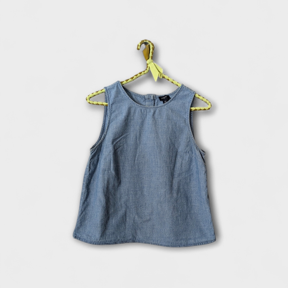 J.Crew Chambray Button-Back Tank Top XS Denim Blue Shell Coastal Minimalist